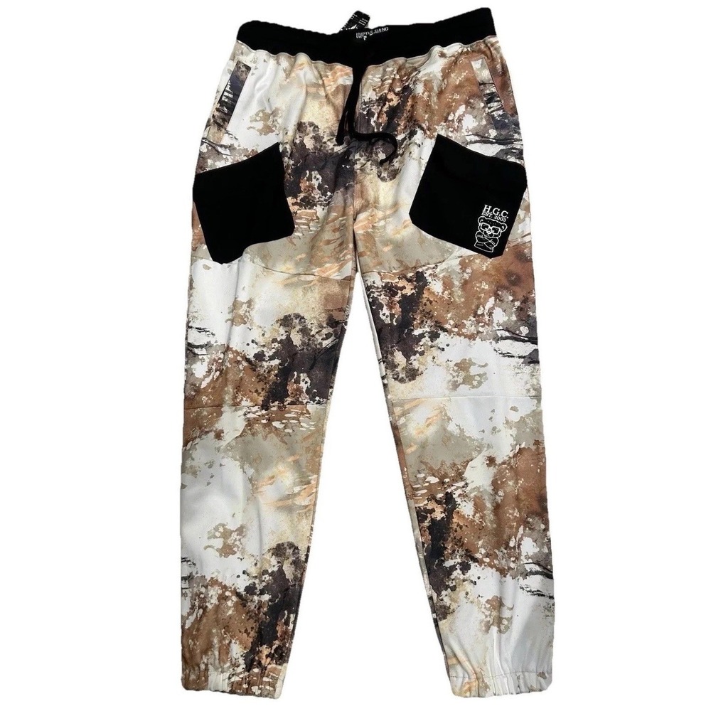 New Hustle Gang Streetwear pants, Mens XL Jogger Style Brown & Black Hip Hop